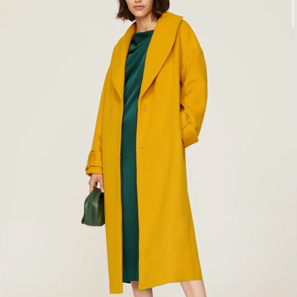 NWOT Marina Moscone × RTR Yellow Wool Blend Cocoon Coat - Picture 3 of 12